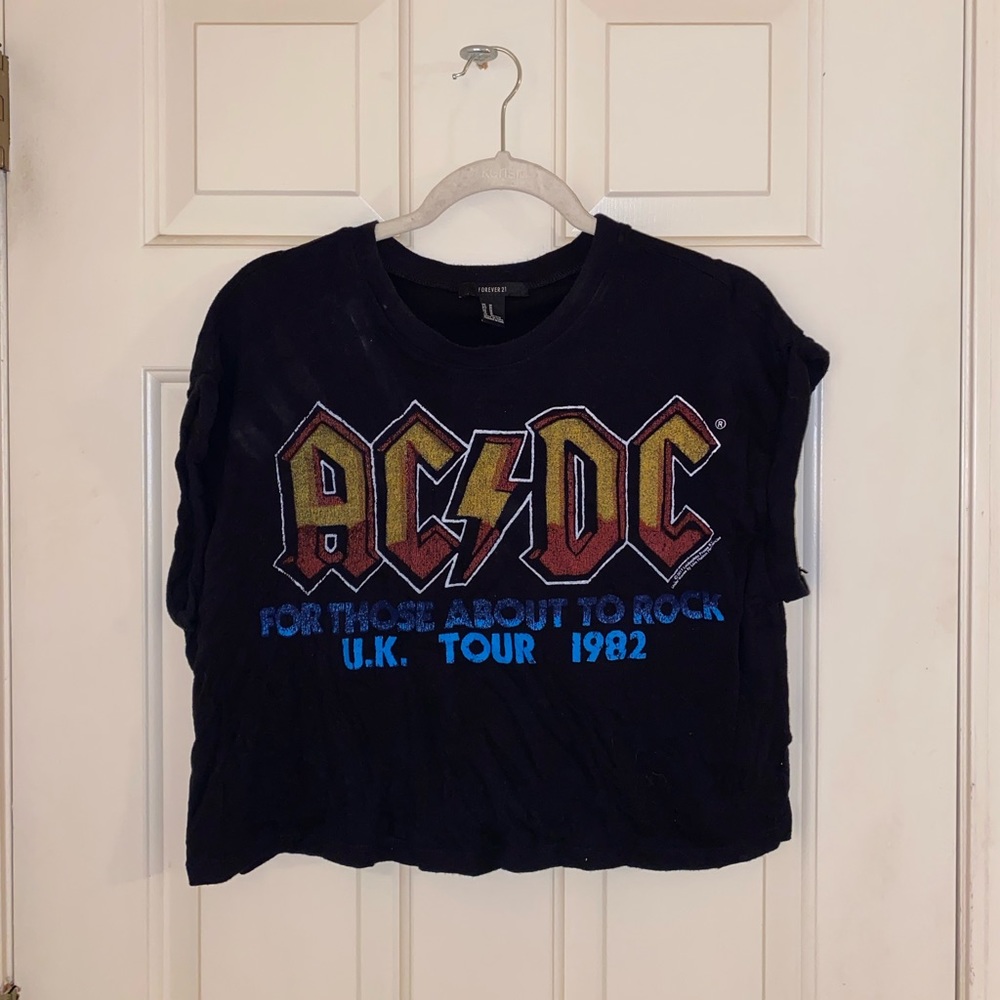 Black AC/DC Crop Top